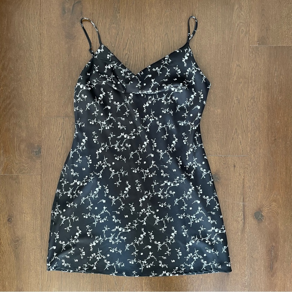 urban outfitters satin cowl neck mini dress